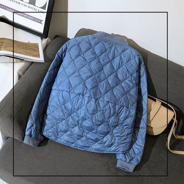 Women New Fashion Ultra Light Down Cotton Outwear Short Quilted Cotton Jacket Autumn Winter Single Breasted Cotton-Padded Coat