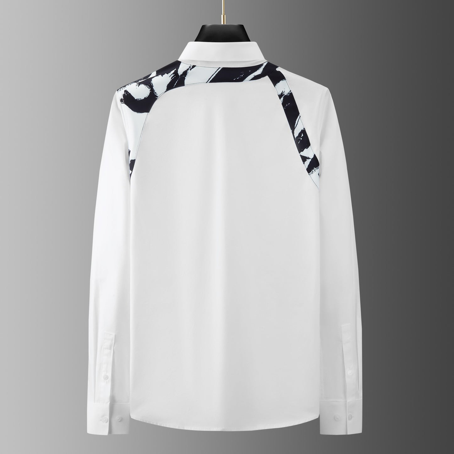Metal Buckle Camouflage Shoulder Strap Splicing Shirt for Men High End Casual Business Men's Shirt Long Sleeve Social Streetwear