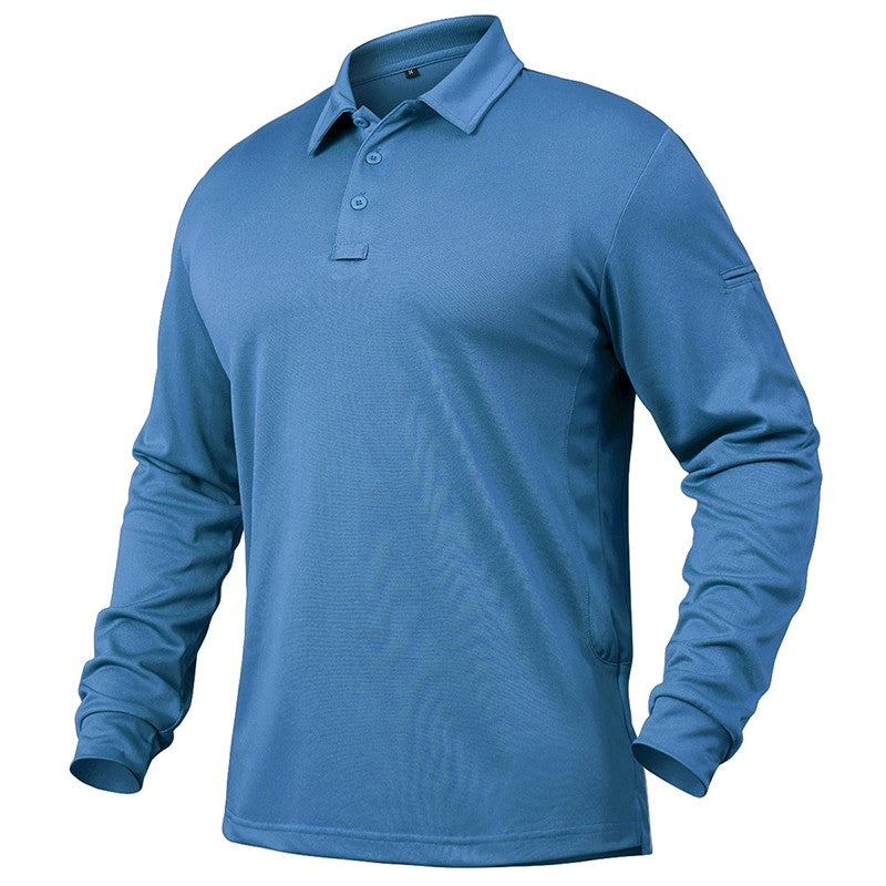Men's Lightweight Long Sleeve Polo Shirt Performance Tactical Casual Outdoor Hiking Collared Shirts Pique Jersey Golf Shirt
