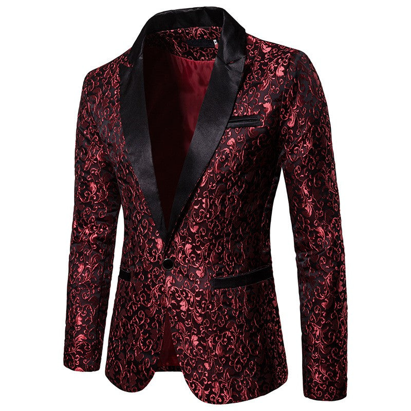 Men's Floral Party Dress Suit Stylish Dinner Jacket Bartender Wedding Blazer Holiday Gifts Prom Tuxedo Men's Coat Jacket