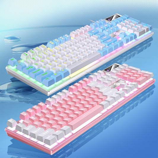 Teclado YINDIAO Gamer com Fio para Laptop Desktops PC Acessórios de Escritório Teclados Gamer de Perfil Baixo com Teclado Numérico