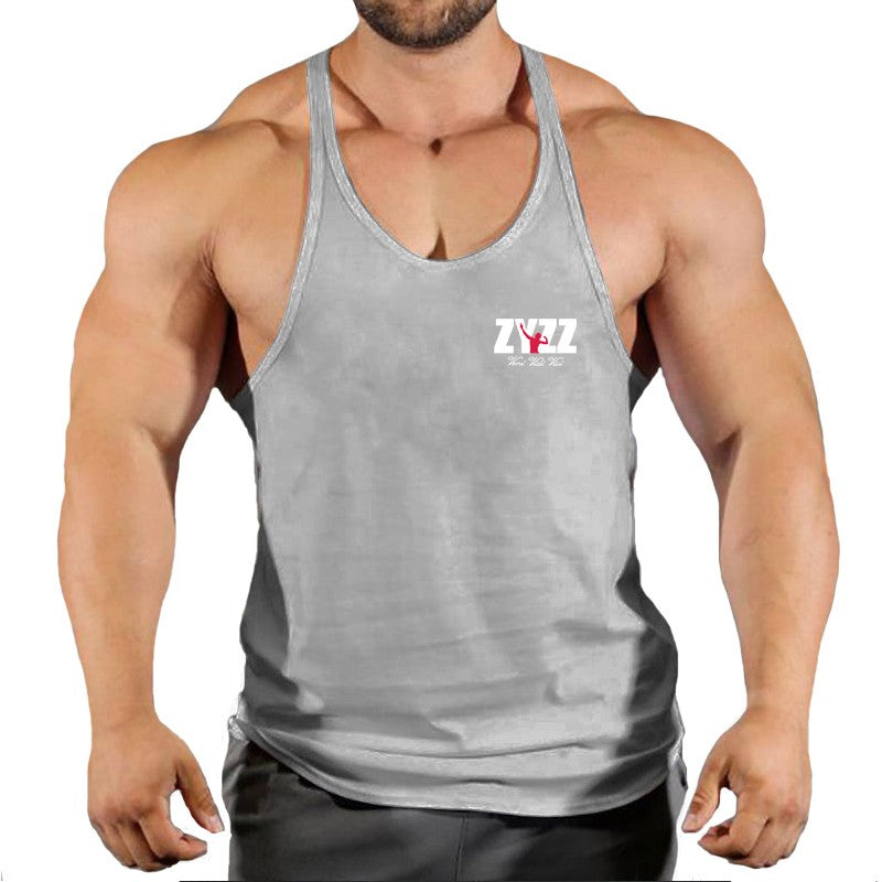 Gym Sleeveless Shirt Men Bodybuilding Tank Tops Fitness Workout Cotton Print Singlet Stringer Undershirt Male Casual Summer Vest