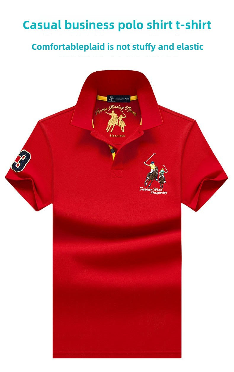 Summer Polo Shirt Men Cotton Casual Embroidery Polo T Shirt Solid Short Sleeve Lapel Button Shirt Business Fashion Designer Male
