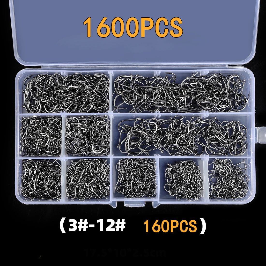 Anzol de Pesca Aço Carbono Forte Afiado Prata Circular Anzol 3#-12# Jig Barbed Pesca Isca Portátil Equipamento de Pesca 50-1600Pcs/Caixa