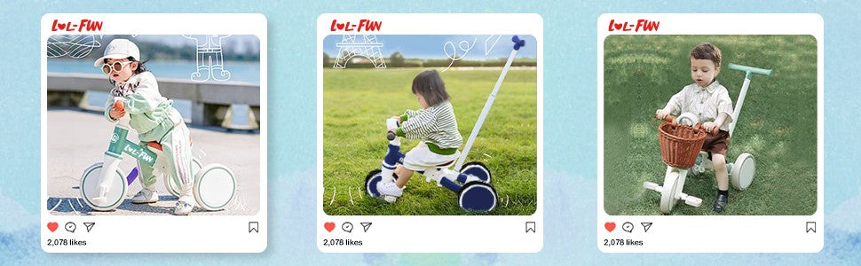 5 in 1 Toddler Tricycles for 1-3 Year Olds Boy Girl Toy, Baby Balance Bike 1 Year Old Kids Gift with Parent Steering Push Handle