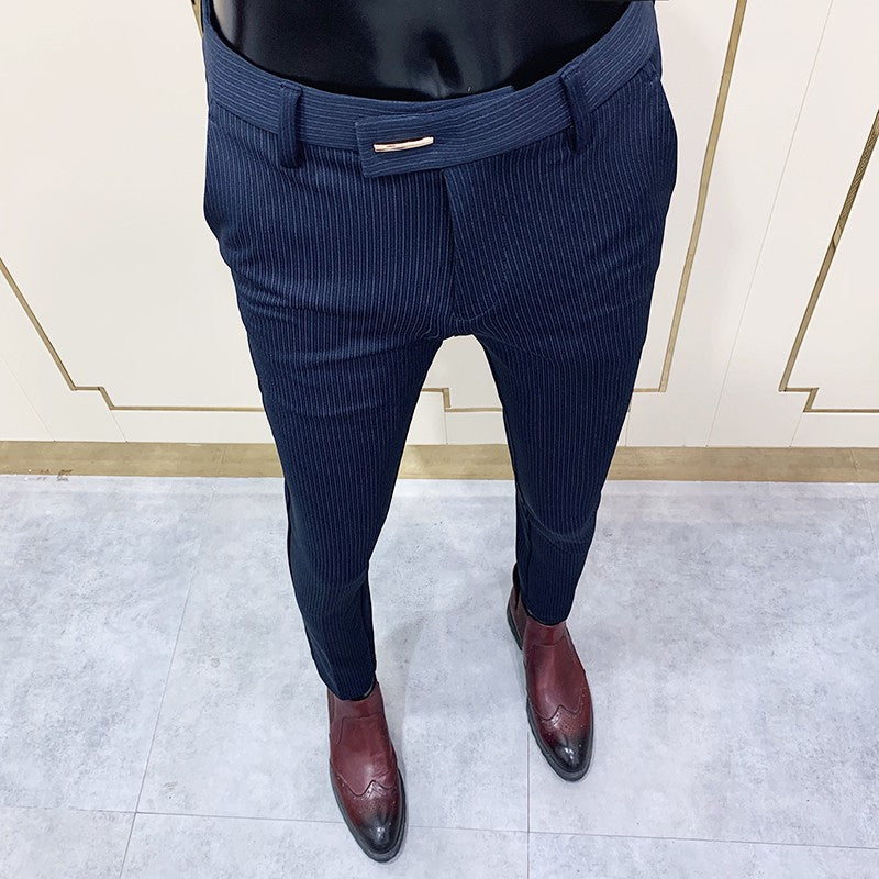 New Striped Suit Pants 2022 Men Elegant Skinny Fit Office Pant Men Trousers Pant For Man Business Slim Fit Dress Ankle Trousers