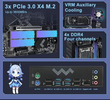 MACHINIST X99 V9S Motherboard Support TPM2.0 LGA 2011-3 Xeon E5 cpu DDR4 RAM C612 chip with 3*NVME M.2 slot SATA3.0 USB3.0