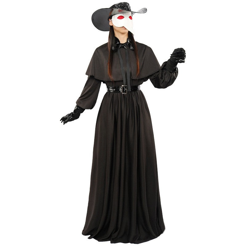 Medieval Robe Plague Doctor Cosplay Costume Bird Crow Long Mouth Mask Suit Monk Steampunk Priest Wizard Halloween Party Cloak