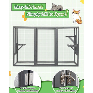 Gaiola Externa à Prova de Intempéries para Gatos, Catios Grandes de Madeira com 3 Plataformas, Casas para Gatos de Jardim, Espaço Fechado de 71L