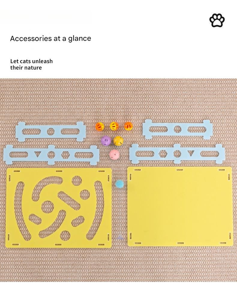 Brinquedo Interativo para Gatos Brinquedos de Escavação Labirinto Eco-PP Bolas com Guizo Teaser de Mola Grande 40cm Multi-Gatos Seguro para Mordidas Lavável com Trava de Pressão