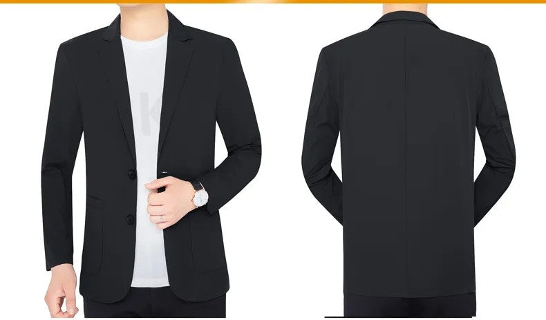 BROWON Brand Summer Men Blazers Gray Solid Color Thin Anti Wrinkle Quick Drying Soft Business Suit Blazer Jacket for Man