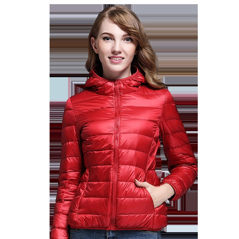 White Duck Down Winter Hoody Jackets Ultra-light Women Down Coats Puffer Long Sleeve Warm Slim Portable Thin Female Outwears 7XL