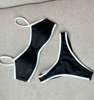 2025Sexy Bikini Women Swimsuit Female Swimwear Bandeau Biquini Thong Bathing Suit Shiny Swimming Suits Halter Bodysuit Beachwear