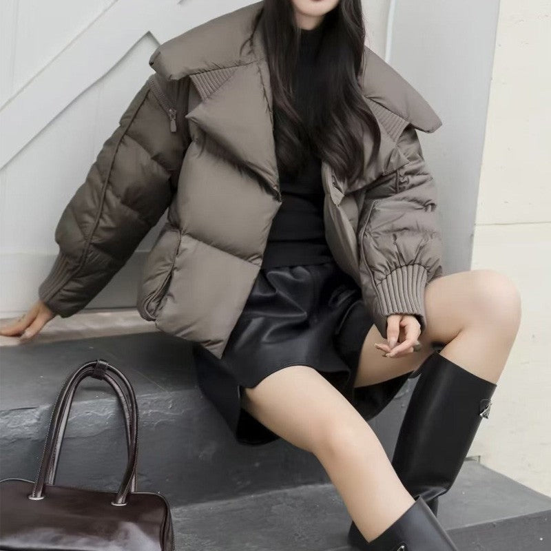 Lagabogy 2025 Winter Puffer Jacket Women Short 90% White Duck Down Coat Female Streetwear Warm Parkas Removable Sleeves Outwear