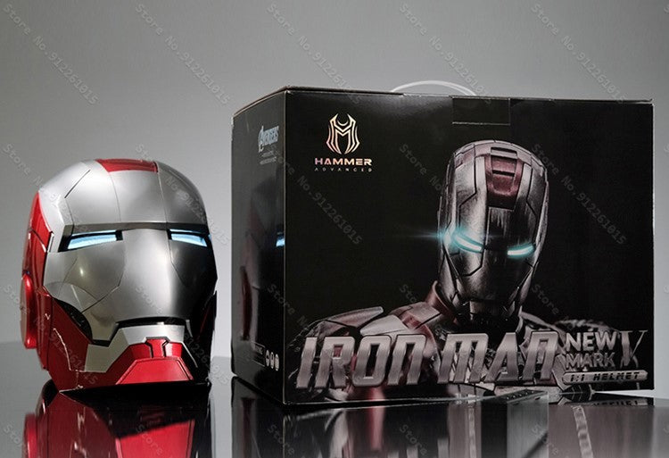 Capacete Homem de Ferro Mk5 Elétrico com Controle de Voz Máscara Vestível 1:1 Abertura e Fechamento Automático Modelo Colecionável Presente para Adultos