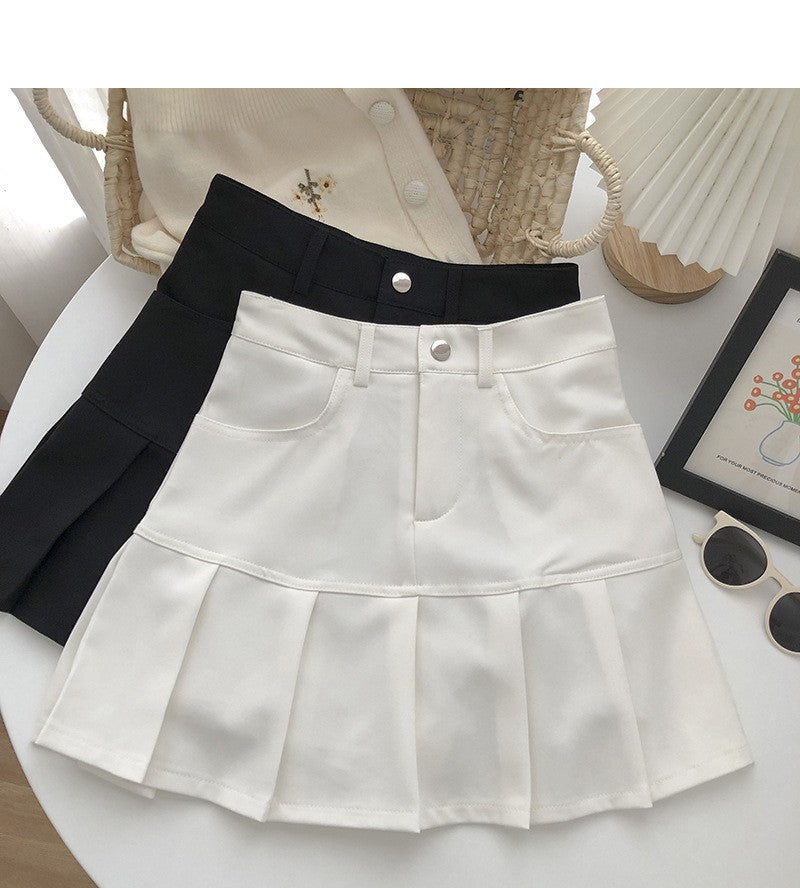 Y2K Vintage High Waist Pleated Skirt Women College Style Uniforms Safety Pants M
