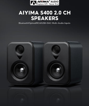 AIYIMA Upgrade S400 Audio Bookshelf Active Speakers Studio Monitor 3 Inch Bluetooth USB DAC HiFi Home Subwoofer System TV PC
