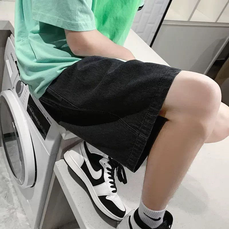 Summer men's seven inch jeans fashion design men's jeans slim fit straight leg short jeans casual loose wide leg denim shorts
