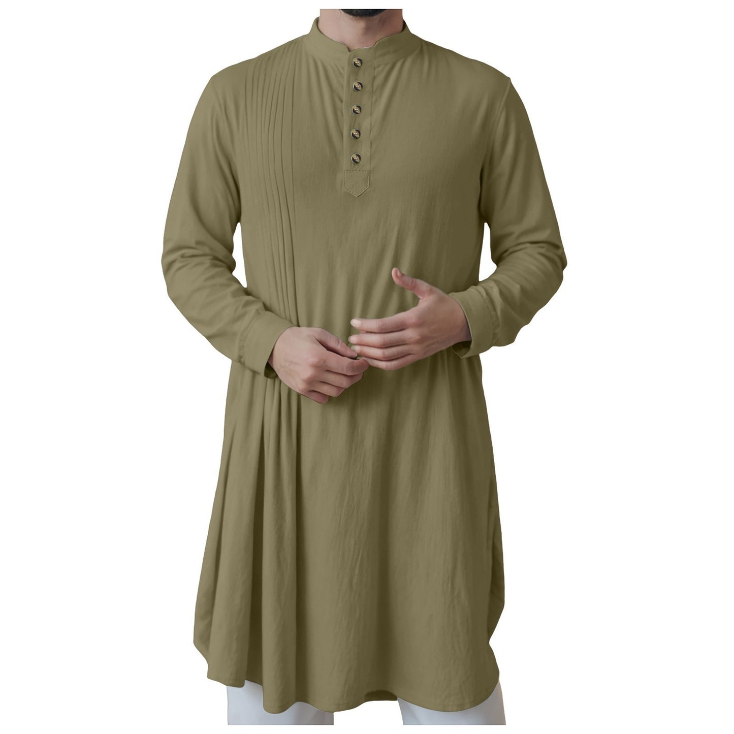 Men'S New Muslim Middle Arabic Men'S Button Down Cotton And Linen Shirts Muslim Robes Stylis Male Clothes Stylis Male Clothes