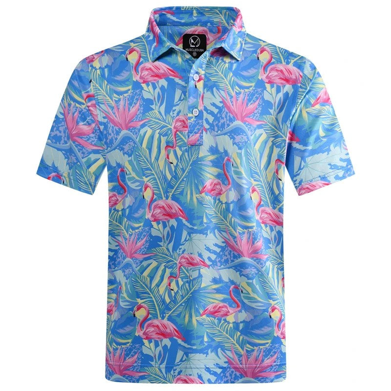 Hawaiian Plants Polo Shirt Man Summer 3D Print Leaves Flower Short Sleeve Golf Polo Shirts Oversized Street Tops Shirt Clothes