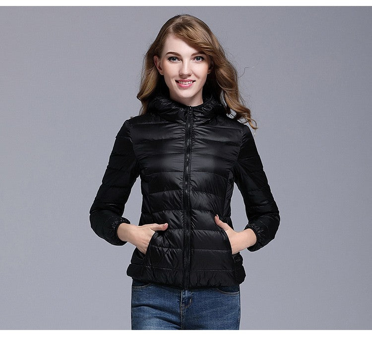 White Duck Down Winter Hoody Jackets Ultra-light Women Down Coats Puffer Long Sleeve Warm Slim Portable Thin Female Outwears 7XL