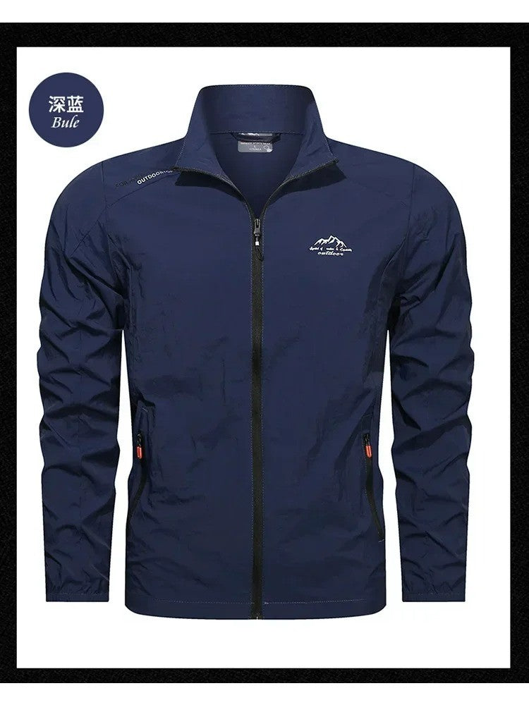Men Summer Windbreaker Zip Pockets UV Sun Protection Jackets Breathable Ultra-light Working Clothes Outdoor Skin Thin Coats Camp
