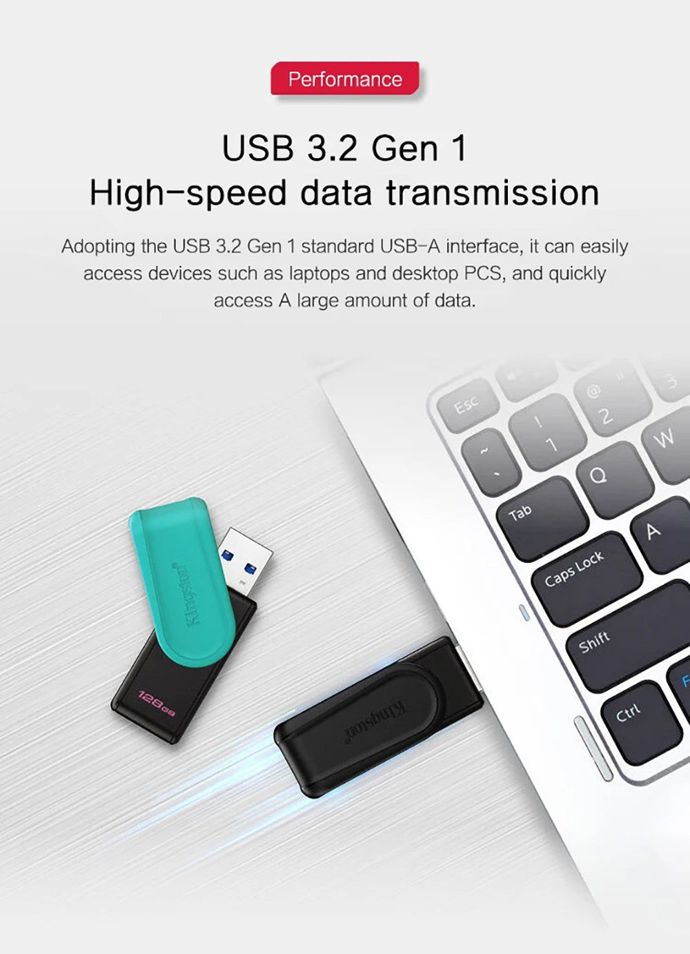 Pen Drive Kingston USB 3.2 Gen 1 Unidade Flash 64GB 128GB 256GB Disco Flash Mini Chave de Memória Original Pen Drive 3.2 para PC