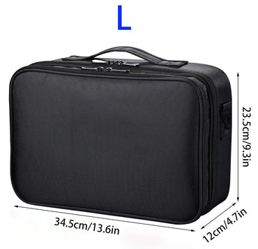 Makeup Case 3 Layers Cosmetic Organizer Brush Bag Barber Train Case Makeup Artist Box for Hair Curler Hair Straightener Brush
