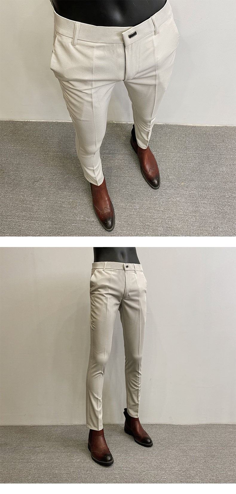 Men Suit Pants Formal Trousers Pantalone Hombre Stretch Slim Solid Color Casual Dress Full Length Pants Fashion New Men Clothing