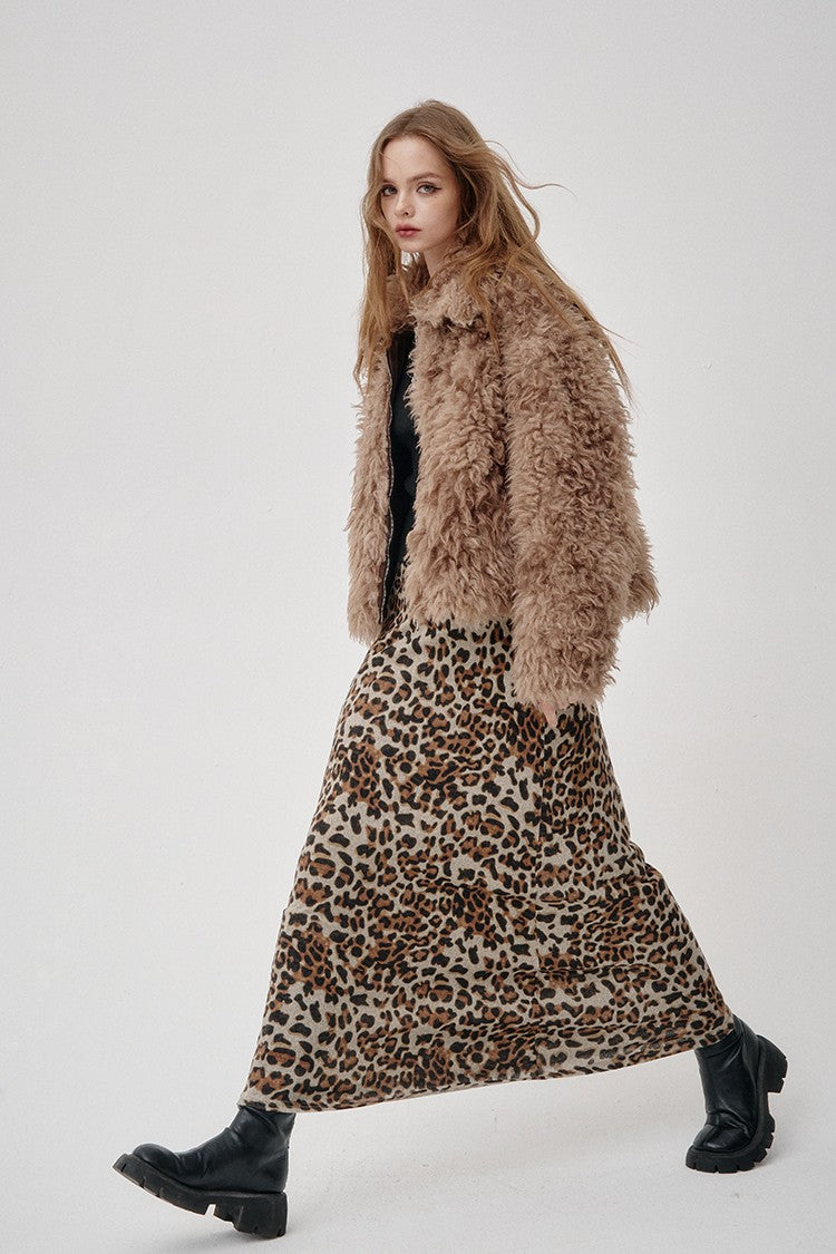 ELFSACK 2025 Winter New Arrivals Y2K Animal Print A-Line Long Maxi Skirt For Woman