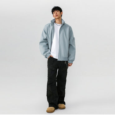 American Aviator Jackets Autumn and Winter New Men's Cleanfit Short Workwear Jacket Stand-up Collar Multi-pocket Large Size Tops