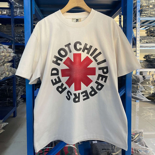2025 Summer Vintage Rock Band T-shirt Washed Printed Short Sleeve Heavy Weight 100% Cotton High Street Casual Oversize Top