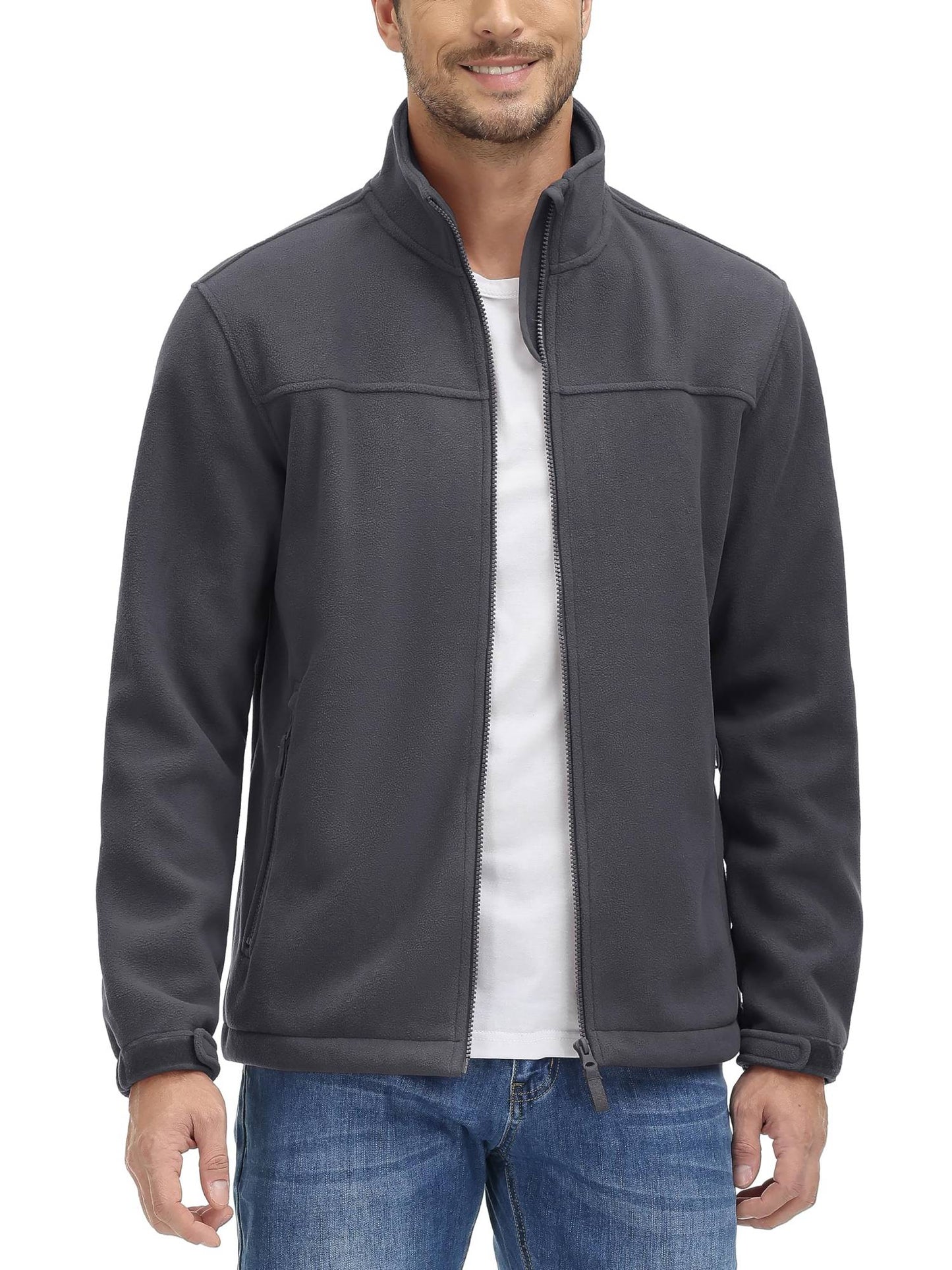 TACVASEN Winter Windproof Fleece Jackets Full Zip Mens Winter Jacket Multi-Pockets Work Coats Hiking Windbreaker Climbing Parka