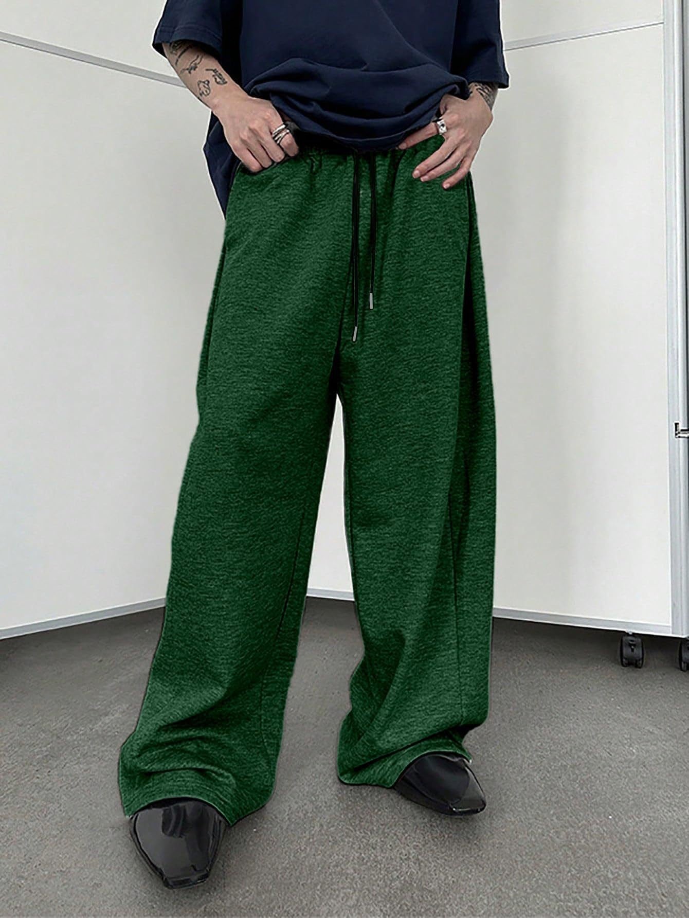 2025 men's wide leg sweatpants, European and American men's and women's sweatpants, waist drawstring straight leg loose casual s