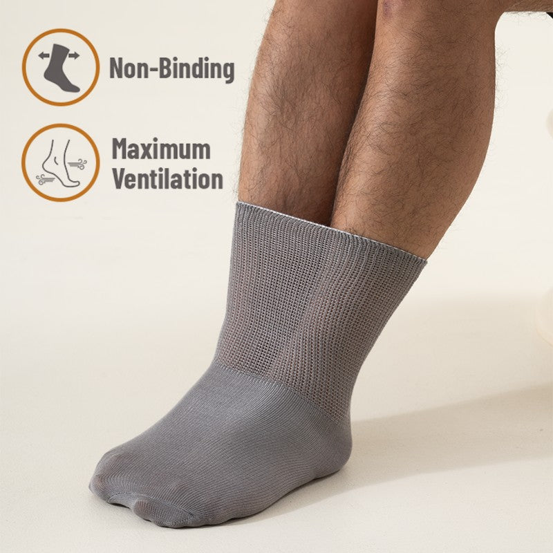 6Pairs Comfortable and Supportive Diabetic Socks for Men Moisture wicking Fabric Non-binding Top business socks