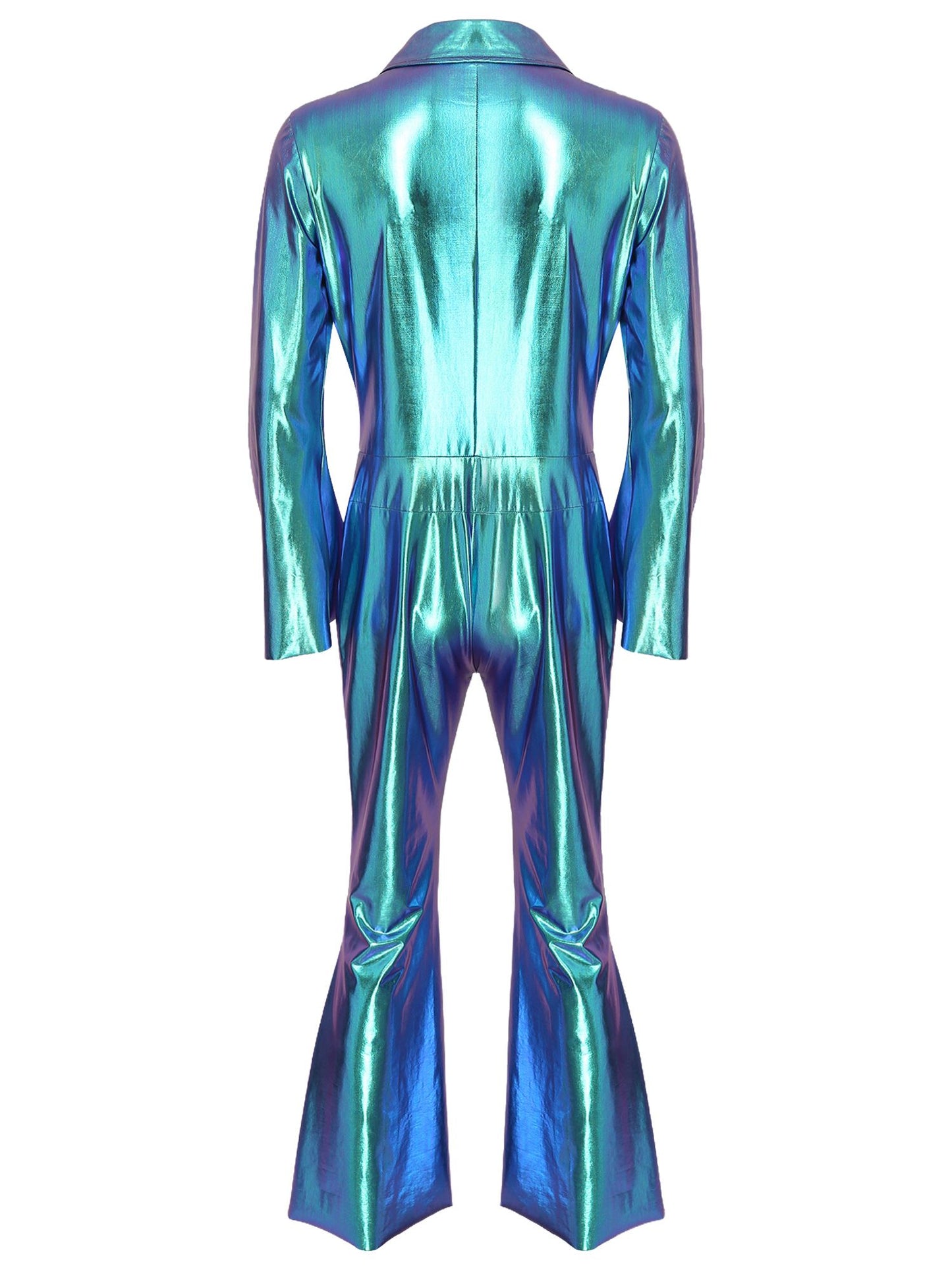 Men Bell Bottom Pants Jumpsuit Rompers Vintage 80s Disco Hippie Costume for Rock Jazz Dancewear Musical Theme Party Dress-up