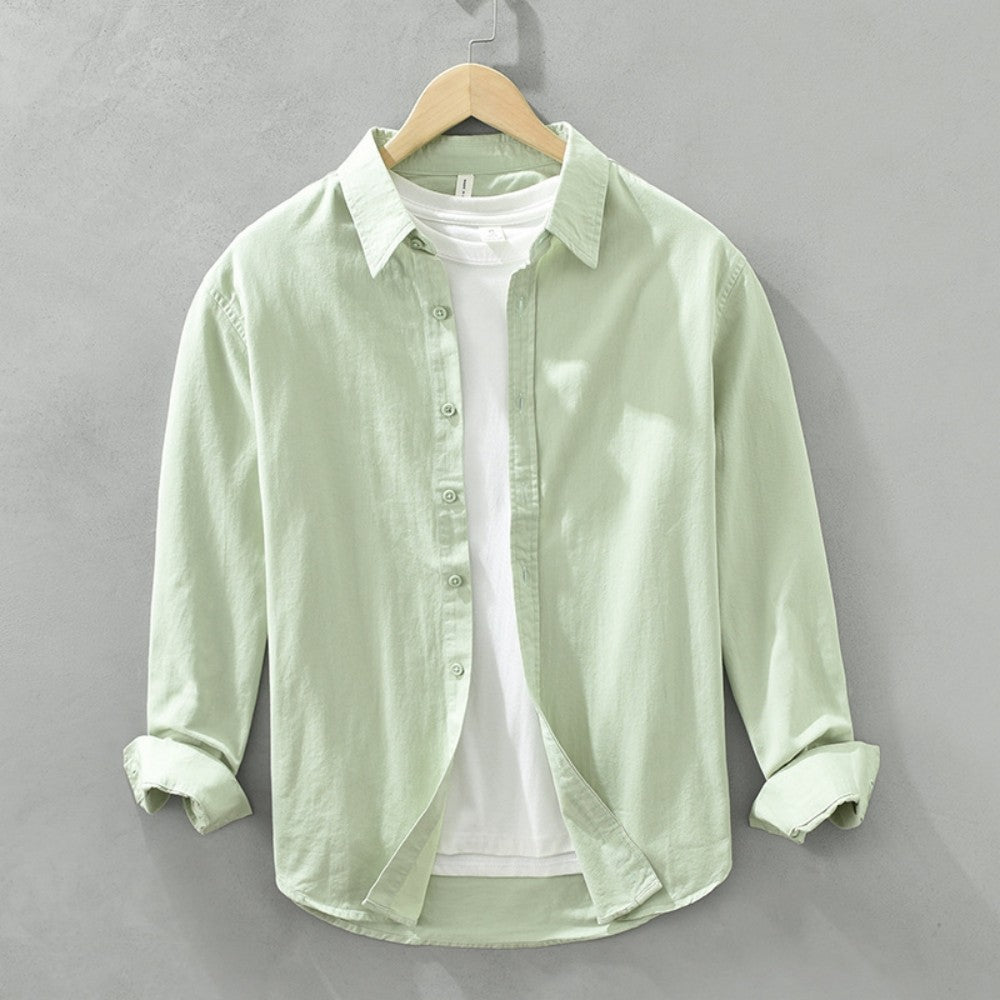 Mens long sleeve regular shirt Multi-color cotton plain shirt for Young men work tops Autumn men's clothing loose casual shirts