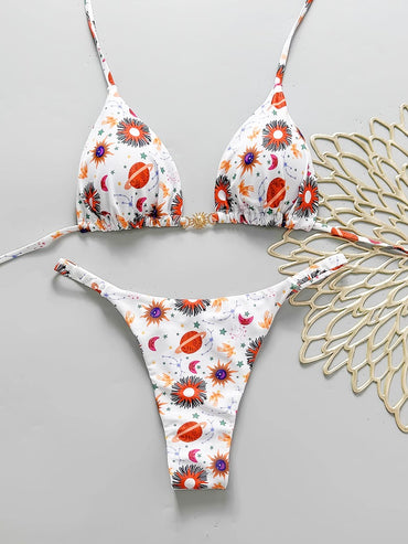 2025 New Sexy Retro Prints Brazilian Mciro Bikini Women Swimsuits Lace-up Swimwear Backless Biquini Swimsuits Beachwear