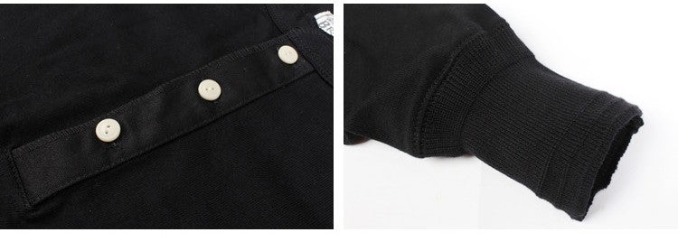 Bronson 350g Heavyweight L/S Henley Shirt Vintage Plain Base T-Shirt For Men
