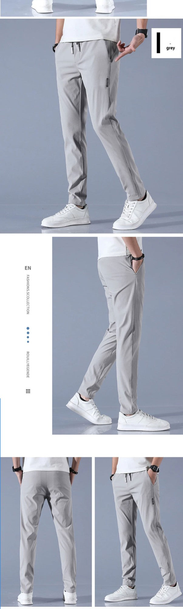 Ice Silk Men's Pants 2025 Summer New Black Gray Thin Business Casual Pants Outdoor Elastic Breathable Straight Leg Sweatpants