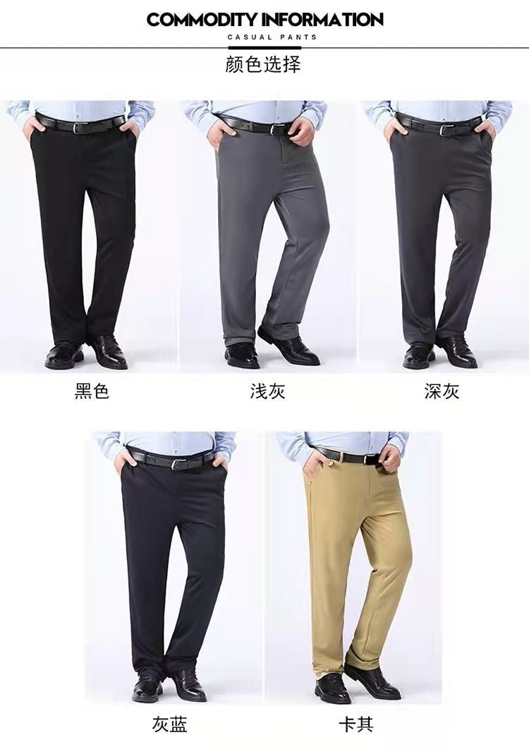 Men Summer Suit Pants Casual Pants Business Fashion Classic Solid Color Stretch Straigh Thin Cotton Trousers Plus Size A177