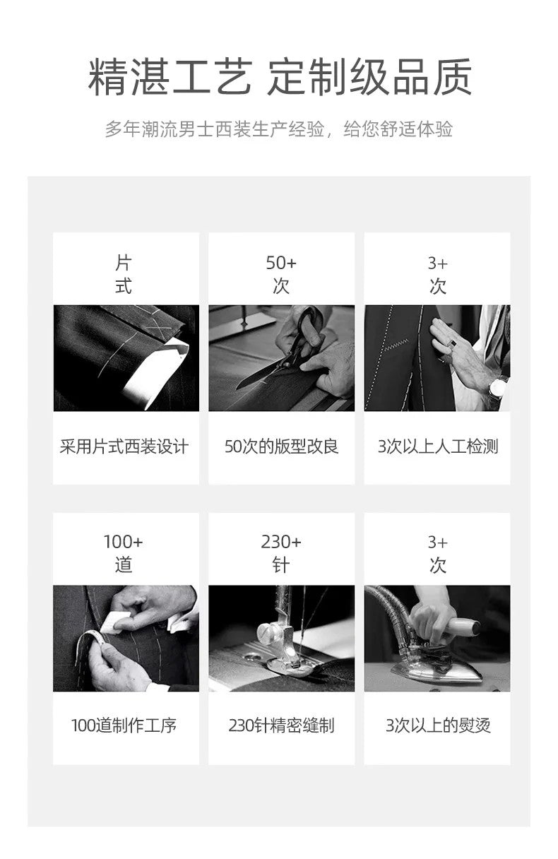 Mens Blazer Fashion Business Handsome Gentleman Korean Version of British Style Leisure Slim Solid Color Wedding Work Blazer