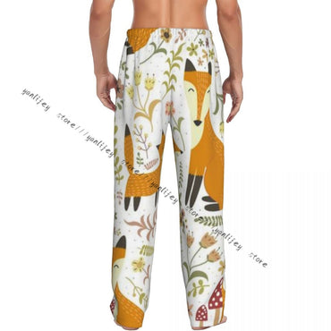 Men's Sleepwear Loose Sleep Pants Pajamas Cute Foxes Forest Long Lounge Bottoms Casual Homewear