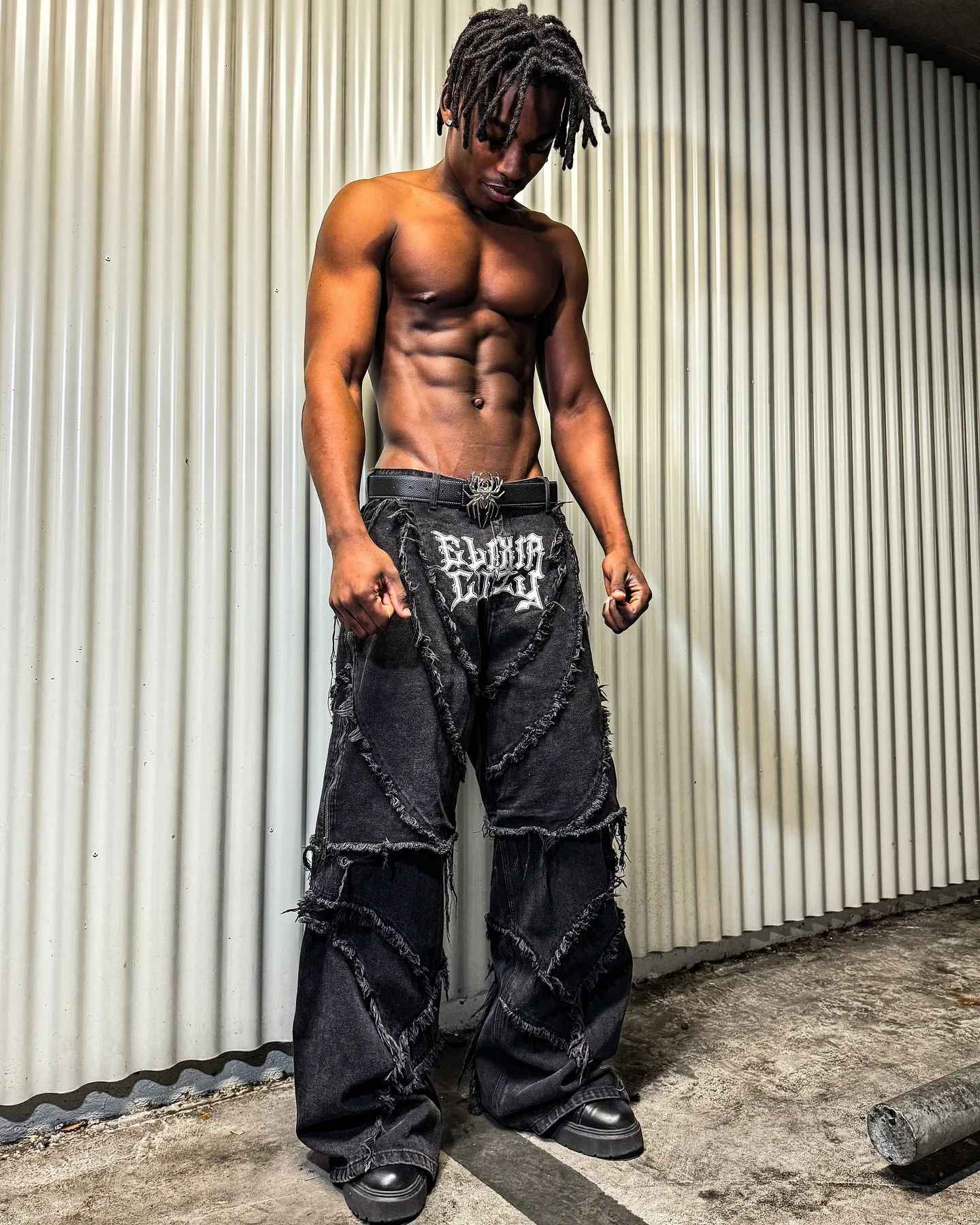 Elixir X Cozy Detachable Jeans Retro Punk Streetwear Ziipper Patchwork Stripe Denim Pants Men Black Baggy Hip Hop Splicing Jeans
