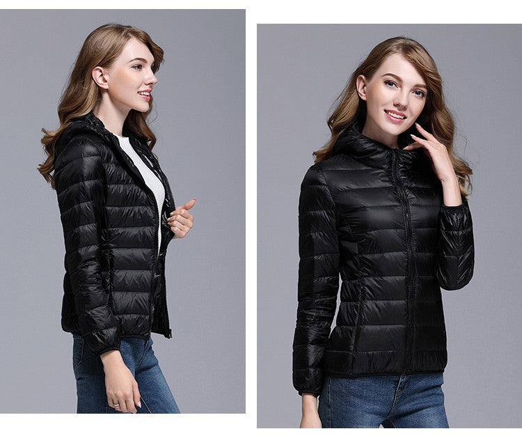 White Duck Down Winter Hoody Jackets Ultra-light Women Down Coats Puffer Long Sleeve Warm Slim Portable Thin Female Outwears 7XL