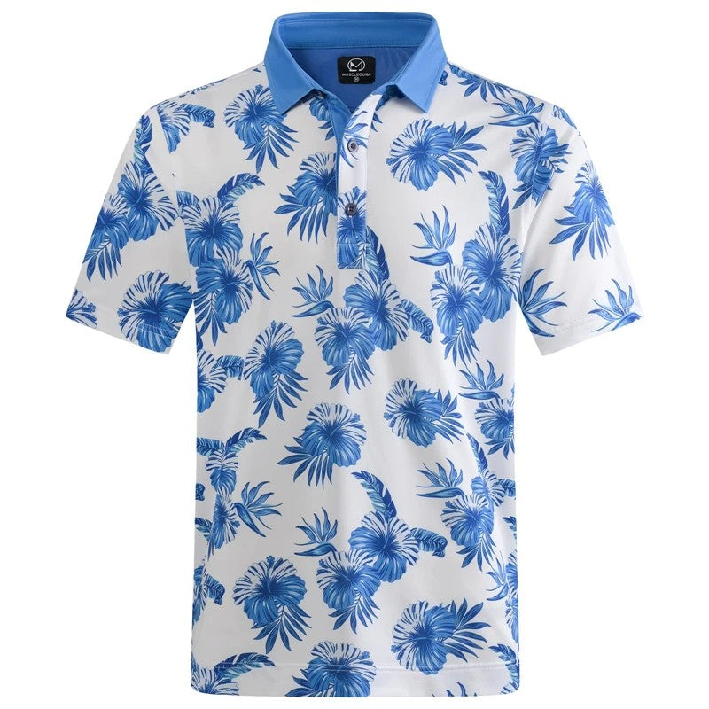 Hawaiian Plants Polo Shirt Man Summer 3D Print Leaves Flower Short Sleeve Golf Polo Shirts Oversized Street Tops Shirt Clothes