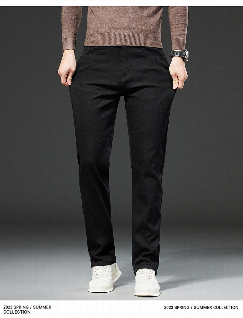 Men White Jeans Elasticity Straight Slim Fit Casual Soft Business Classic Brand Trousers Fashion Advanced Stretch Denim Pants