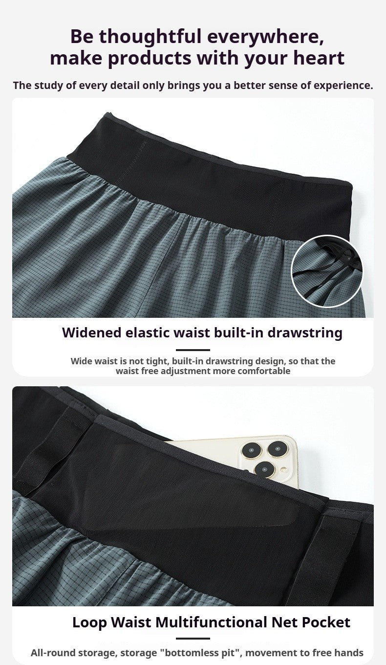 Men's Trail Running Shorts Quick Dry Double Layer with Liner & Waist Pocket Marathon Hiking Outdoor Training Athletic Breathable