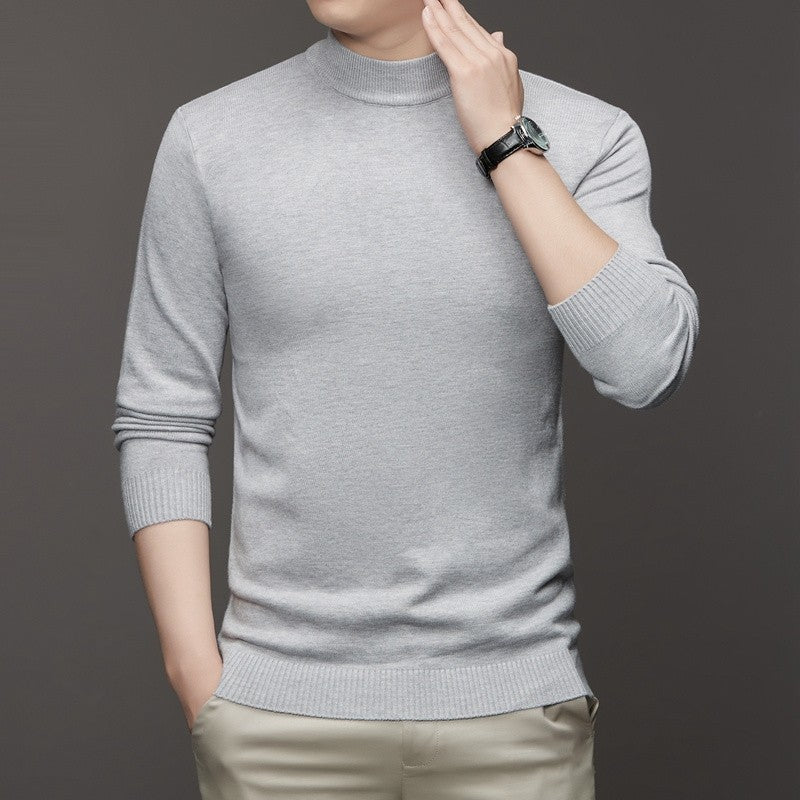 Half Turtleneck Knitwear Sweater New Autumn/Winter Mock Neck Sweatshirts Solid Color Pullovers Man Brand Casual Mens Clothing