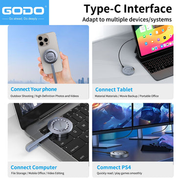 GODO Magnetic M.2 2230 NVMe Magsafe SSD Enclosure for iPhone 15/16 Pro & iPad Pro ProRes, External Portable USB-C SSD Case